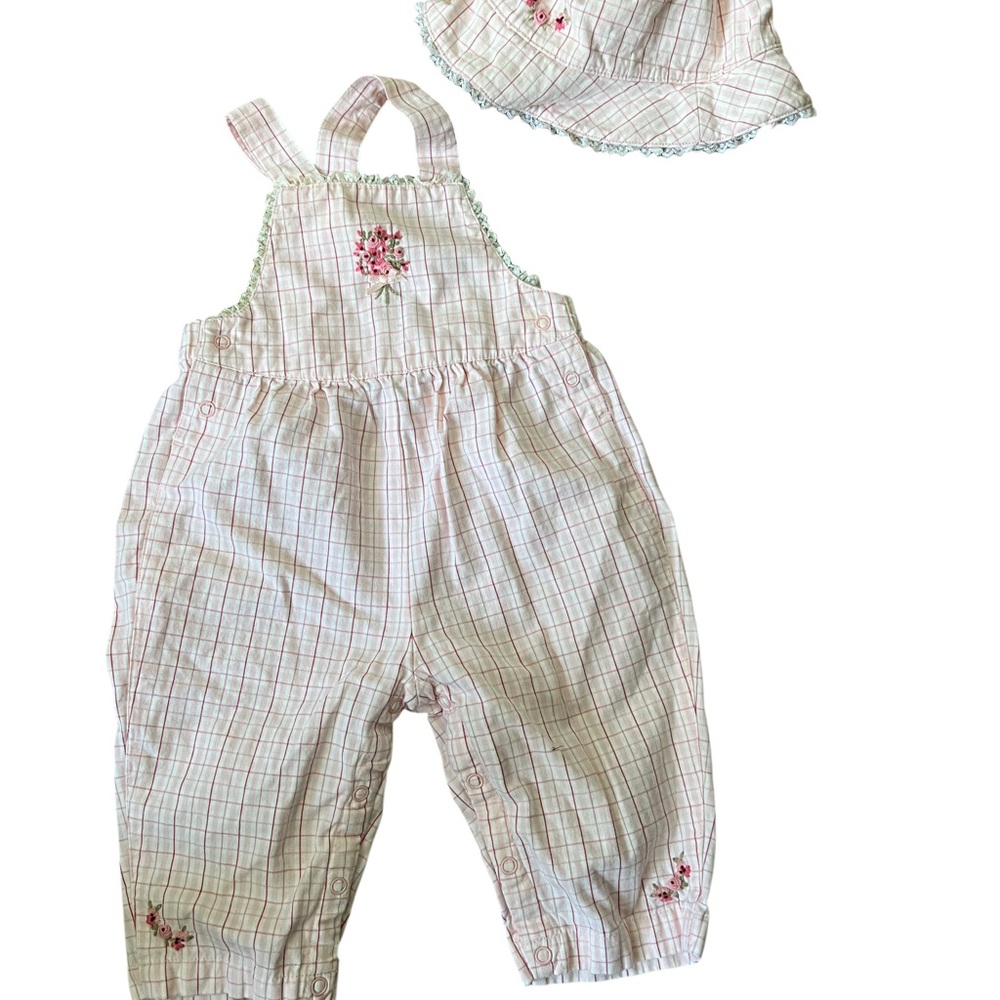 Gymboree Pink Plaid Baby Jumper and Hat Set size 3-6mths - Picture 2 of 7